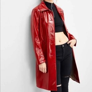 Faux Leather long line coat